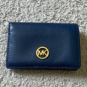 Michael Kors Small Navy Blue Leather Bifold Wallet